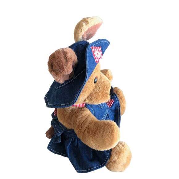 Build A Bear Teddy Bear Picnic Tan Bear Denim Jumper Matching Hat  12 " - Picture 5 of 8